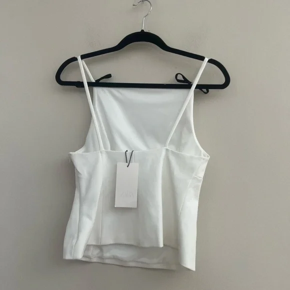 Zara White Camisole with Black Bow Accents - Picture 8 of 12
